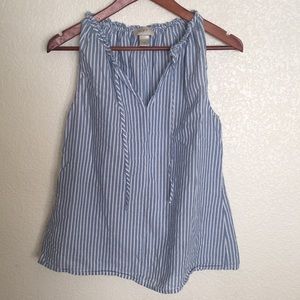 LOFT Blue and White Striped Tank Top
